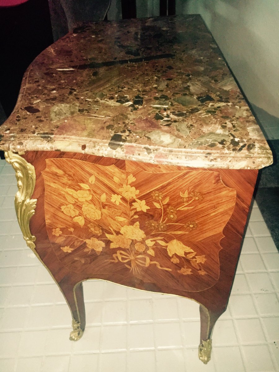 A Louis XV Period Commode In Marquetry From Different Woods-photo-1
