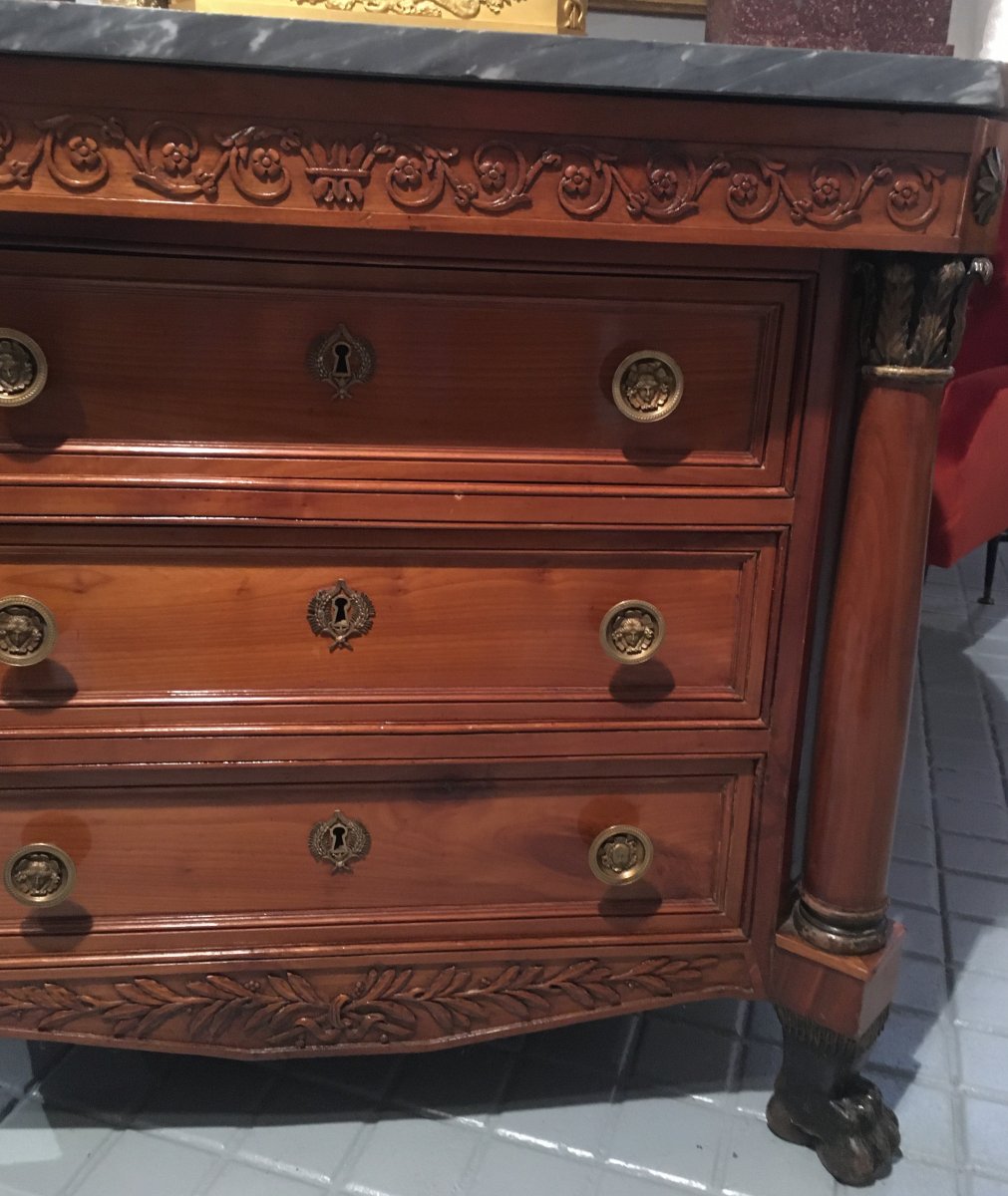 Commode Empire en merisier. Modele rare avec portes laterales  XIX-photo-2