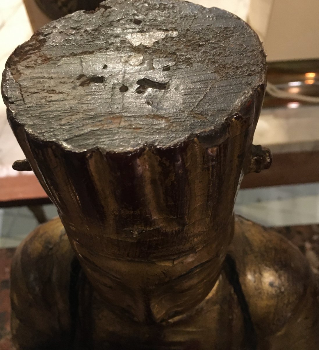 Figure Of Chinese Dignator In Golden And Painted Wood. Eighteenth Century-photo-8