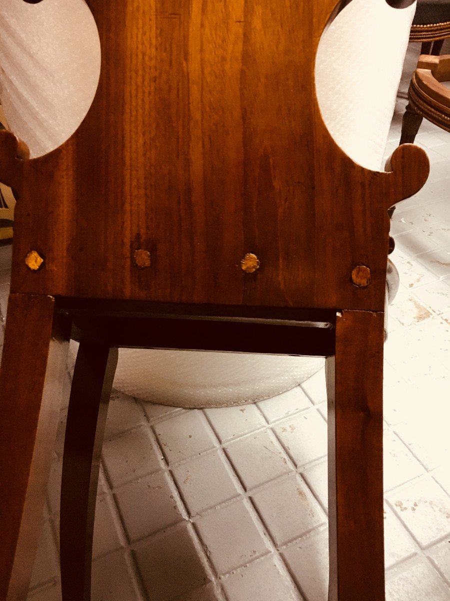 Pair Of English Hall Chairs In Mahogany. Around 1815-photo-4