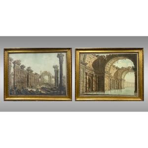 Pair Of Engravings By Jean T. Prestel (1739-1808) With Original Frames