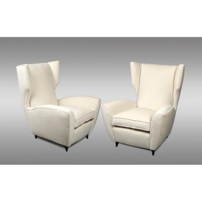 Italian Armchairs With High Backrest And Modern Forms 1950