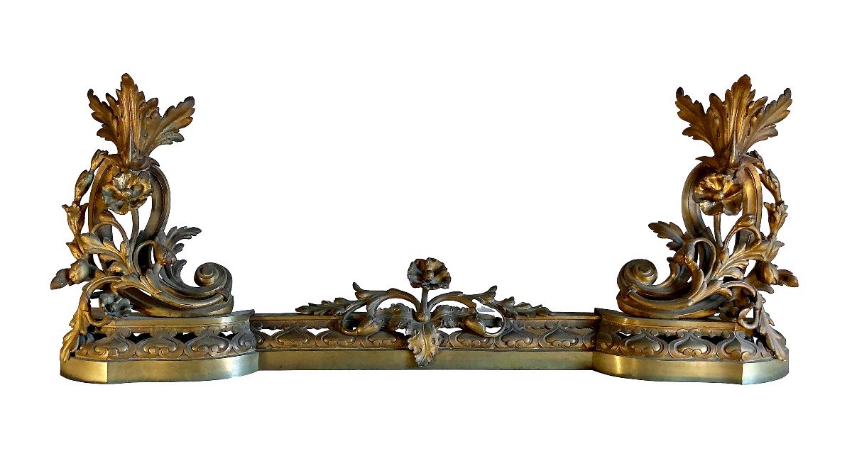 Barre De Chenets de style Louis XV du XIXe Si&egrave;cle En Bronze-photo-2