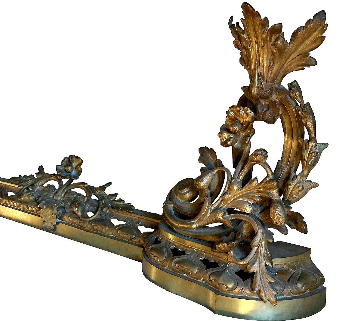 Barre De Chenets de style Louis XV du XIXe Si&egrave;cle En Bronze-photo-1
