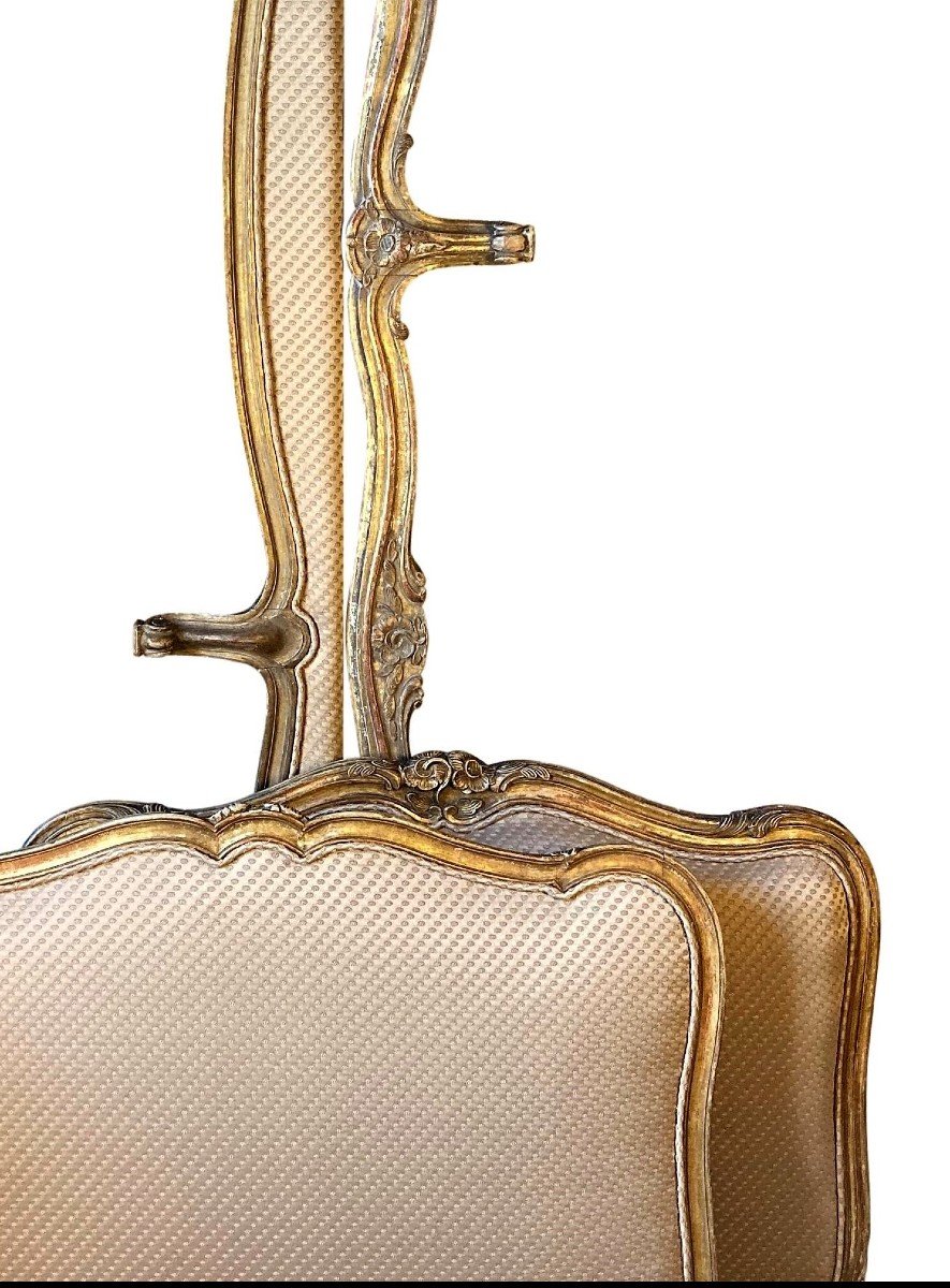 19th Century Louis XV Style Bed In Golden Wood