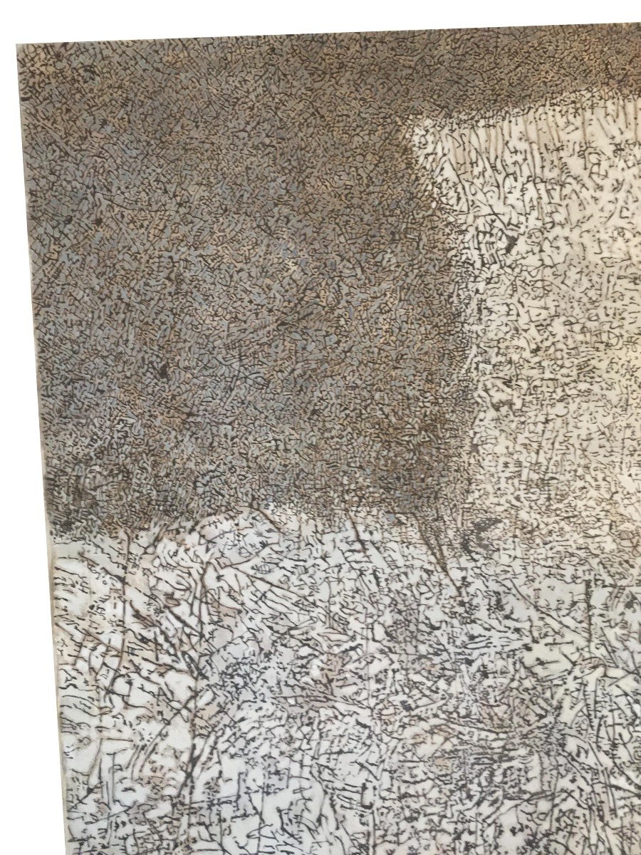 Mark Tobey (1890-1976) "attributed To" Oil On Canvas Monumental Period 70s-75s-photo-2