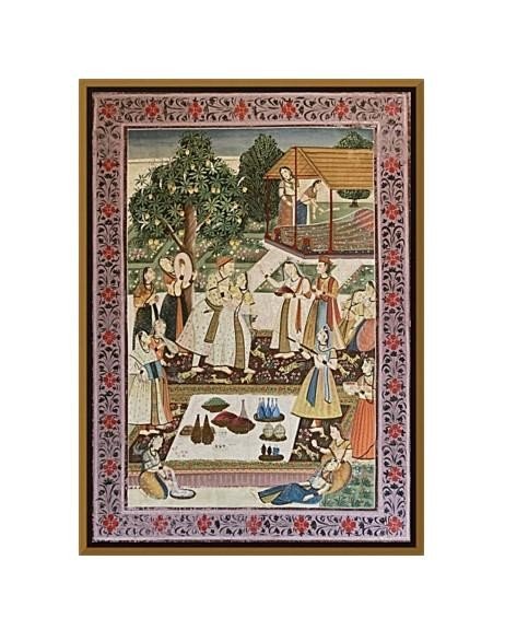 Large Indo-persian Gouache On Silk From The 19th Century-photo-2