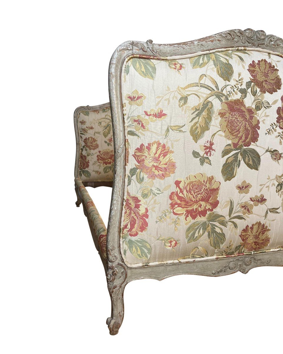 Pair Of Louis XV Style Beds From The 19th Century In Silk Lampas-photo-4