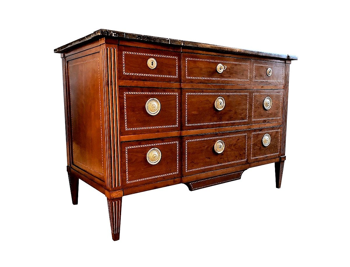 Louis XVI Chest Of Drawers In Solid Mahogany 18th Century-photo-2