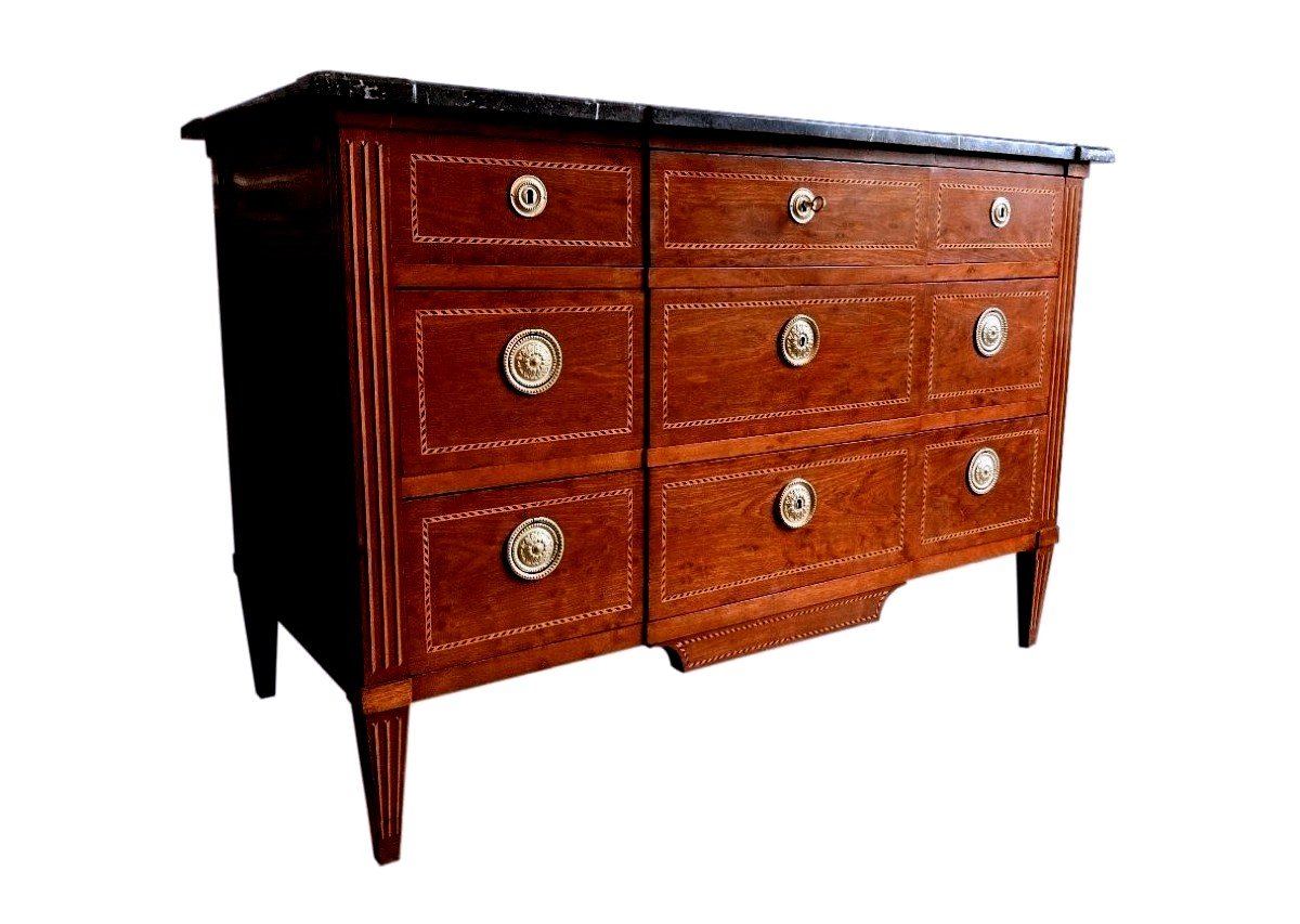 Louis XVI Chest Of Drawers In Solid Mahogany 18th Century-photo-1