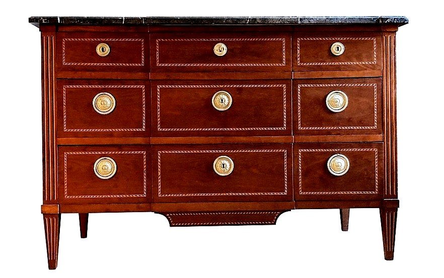 Louis XVI Chest Of Drawers In Solid Mahogany 18th Century