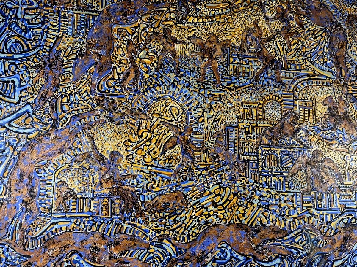 Béatrice Bescond, Bouddha, 1988 – Monumental Acrylic On Canvas, 150 X 150 Cm-photo-4
