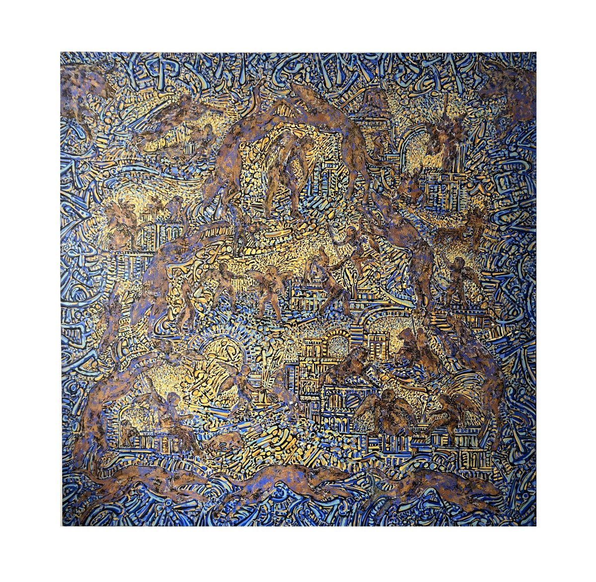 Béatrice Bescond, Bouddha, 1988 – Monumental Acrylic On Canvas, 150 X 150 Cm-photo-2