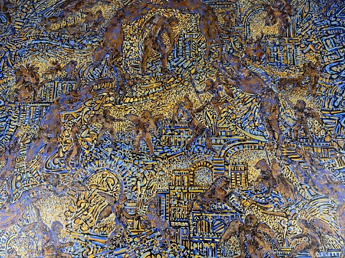 Béatrice Bescond, Bouddha, 1988 – Monumental Acrylic On Canvas, 150 X 150 Cm-photo-1