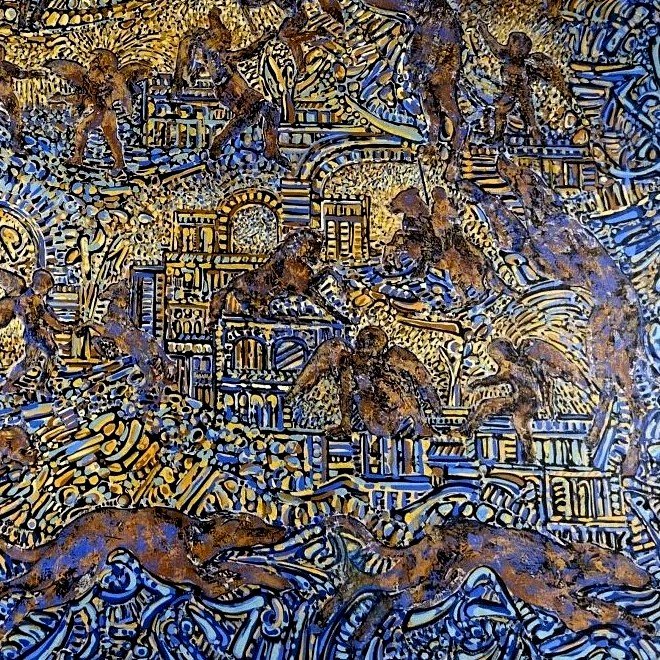 Béatrice Bescond, Bouddha, 1988 – Monumental Acrylic On Canvas, 150 X 150 Cm-photo-2