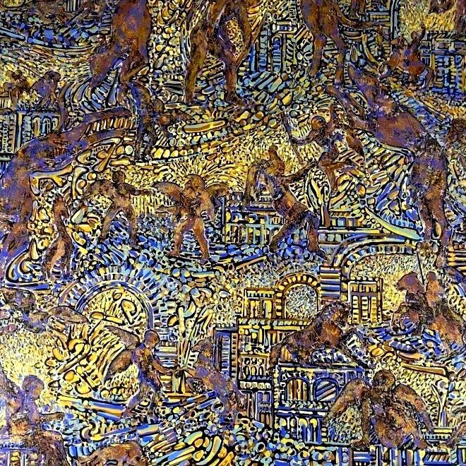 Béatrice Bescond, Bouddha, 1988 – Monumental Acrylic On Canvas, 150 X 150 Cm-photo-4