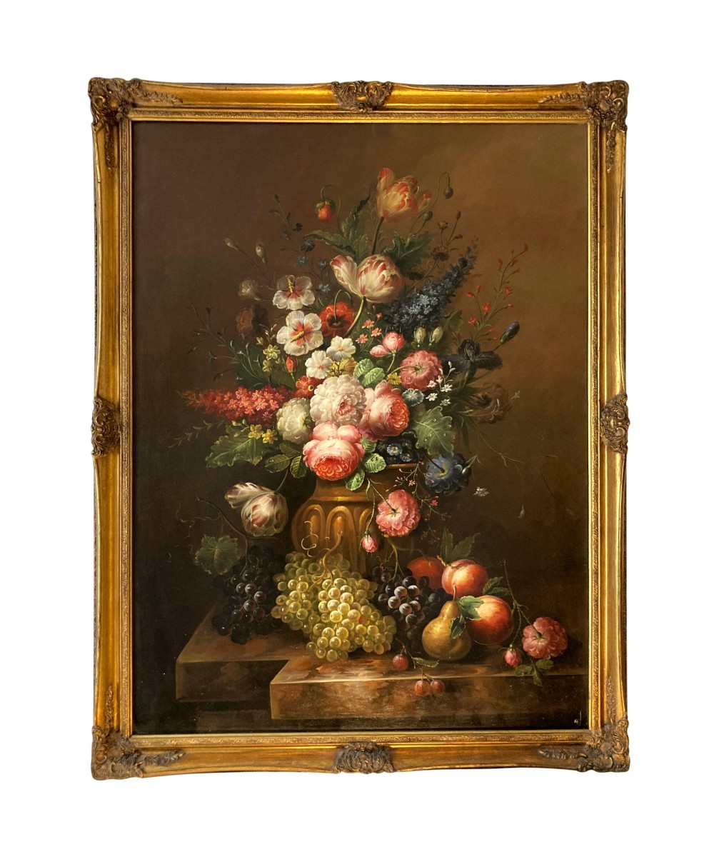 Elias Jozsa (born 1932) Still Life With Flowers And Fruit