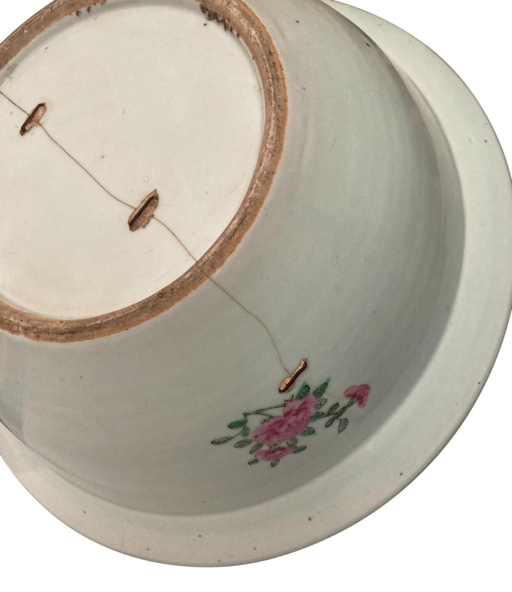 Plat Creux En Porcelaine De Canton Chine Dynastie Qing Période Guangxu Famille Rose-photo-6