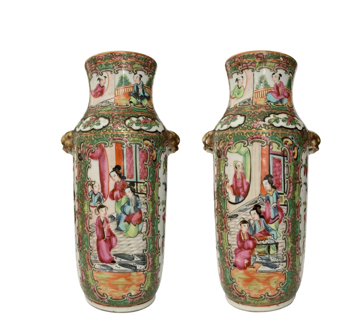 Antique Chinese Canton Famille Rose Vases – Qing Dynasty Guangxu Period (1875–1908)-photo-2