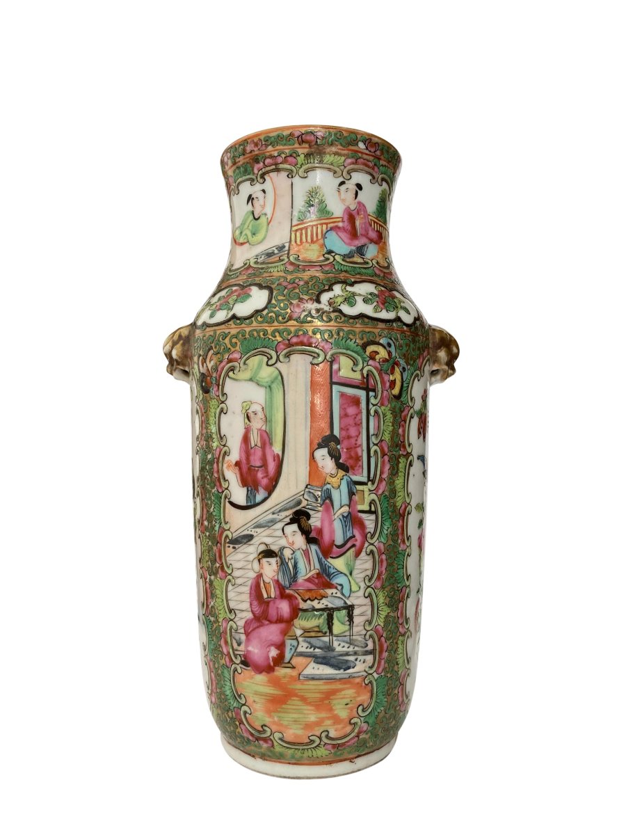 Antique Chinese Canton Famille Rose Vases – Qing Dynasty Guangxu Period (1875–1908)-photo-2