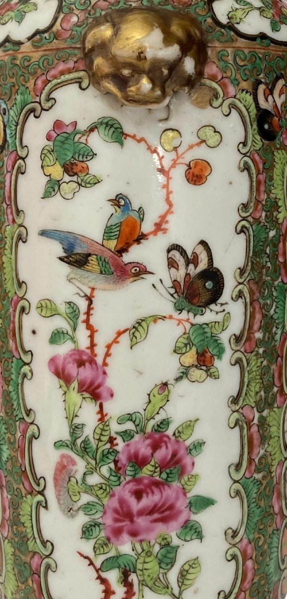 Antique Chinese Canton Famille Rose Vases – Qing Dynasty Guangxu Period (1875–1908)-photo-4