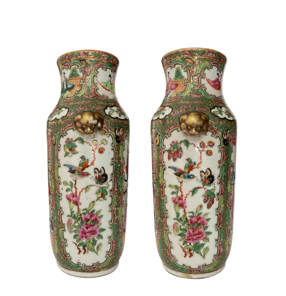 Antique Chinese Canton Famille Rose Vases – Qing Dynasty Guangxu Period (1875–1908)