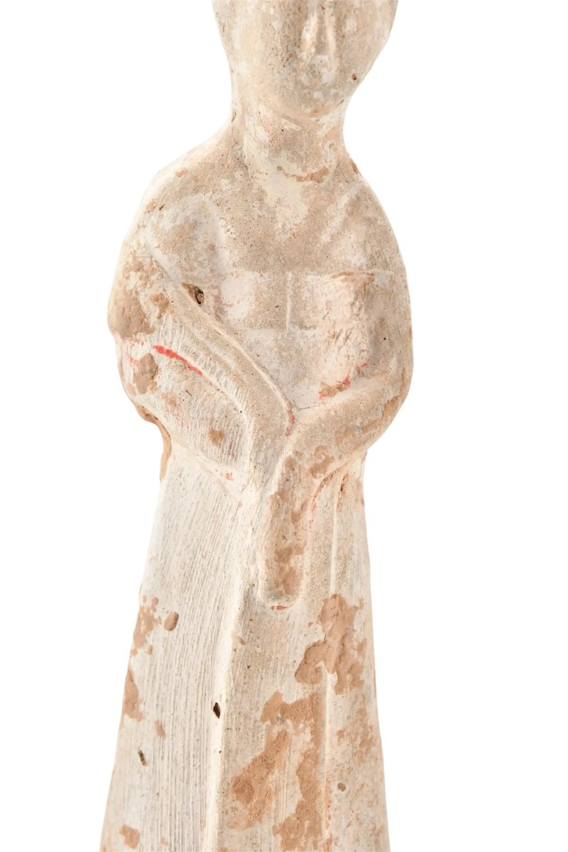Statuette funéraire chinoise Tang – Mingqi dame de cour en argile, dynastie Tang (618–907)-photo-4