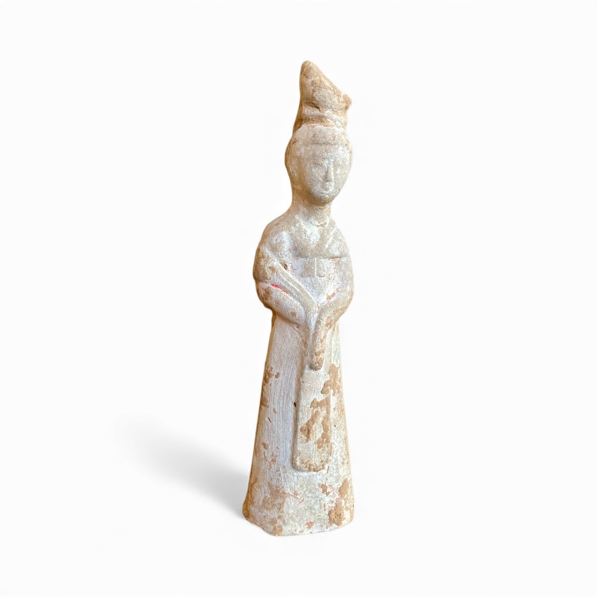 Chinese Tang Funerary Statuette – Mingqi Court Lady In Clay, Tang Dynasty (618–907)-photo-4