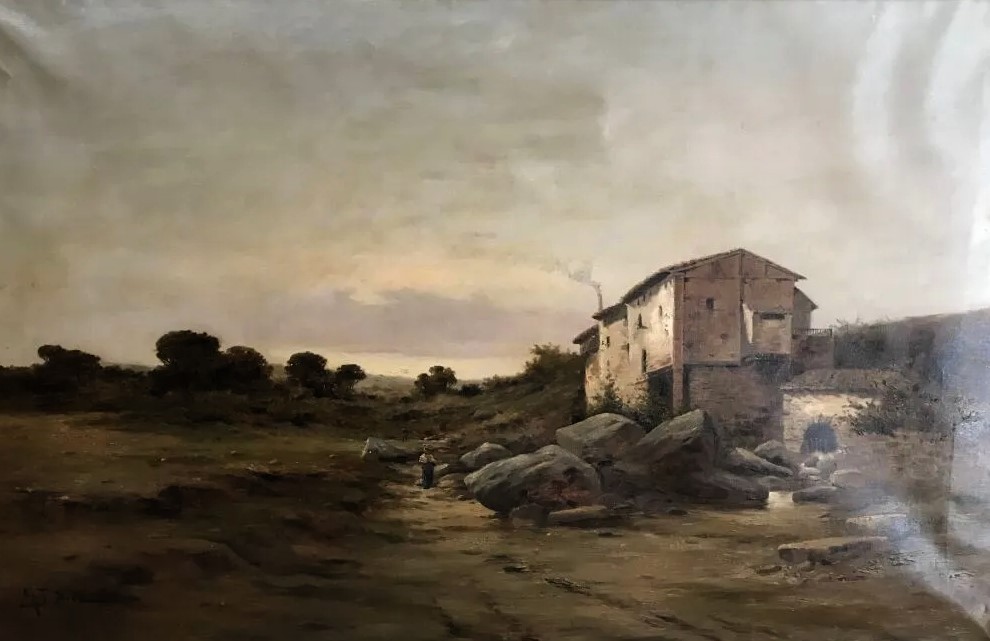 G. F. Díez Peintre Espagnol Actif fin XIXᵉ Début XXᵉ Siècle Grande Huile Sur Toile