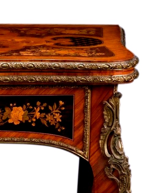 Table en console en marqueterie de bois de rose du XIXe siècle-photo-3