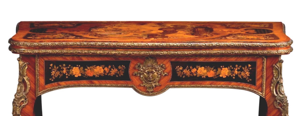 19th Century Rosewood Marquetry Console Table-photo-2