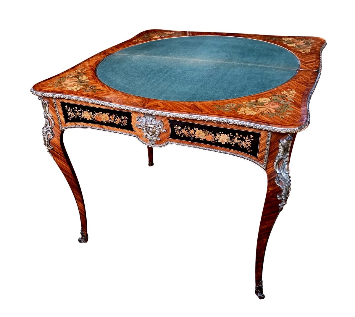 19th Century Rosewood Marquetry Console Table-photo-7