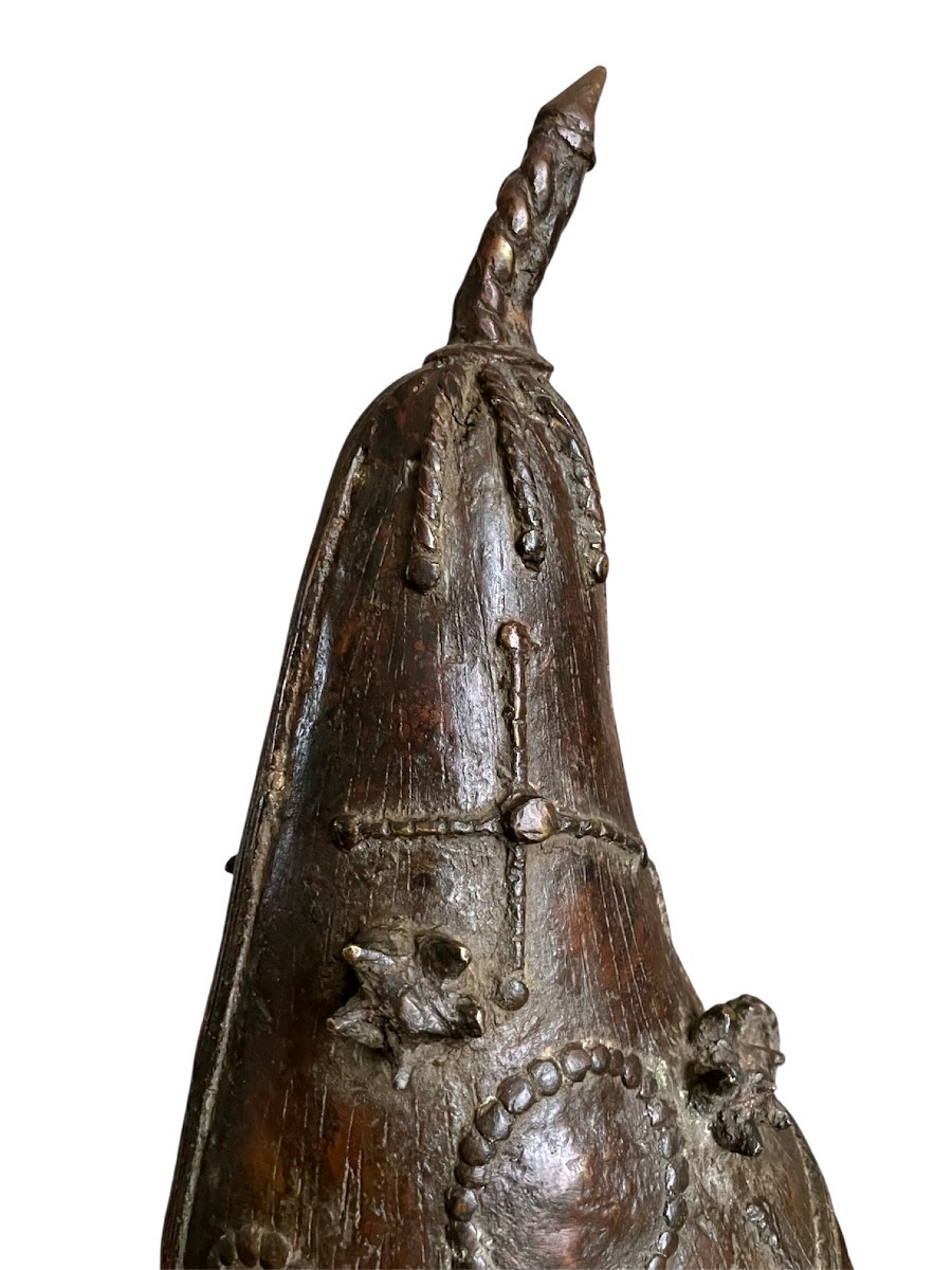 Tête Commémorative En Bronze Royaume Du Bénin Culture Edo Nigeria Fin Du XIXe Siècle-photo-2