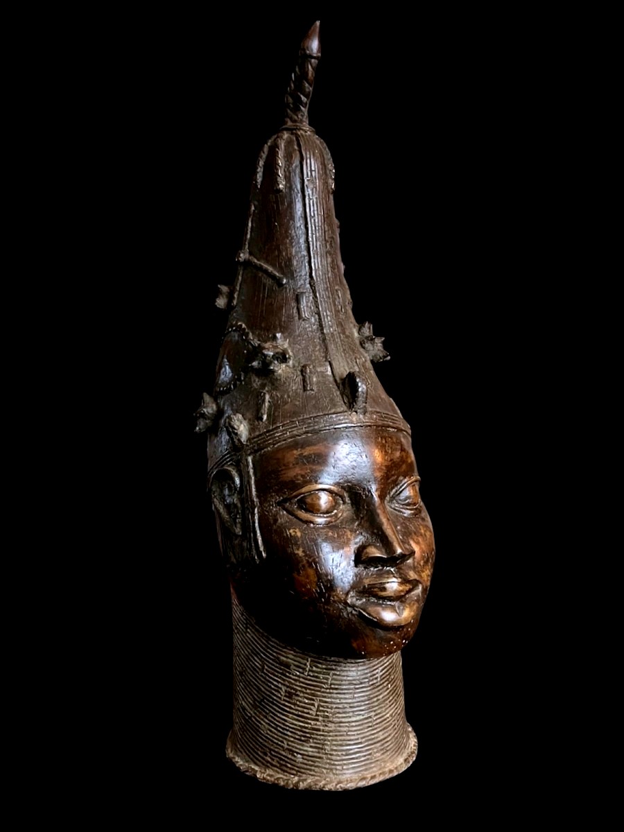 Tête Commémorative En Bronze Royaume Du Bénin Culture Edo Nigeria Fin Du XIXe Siècle-photo-6