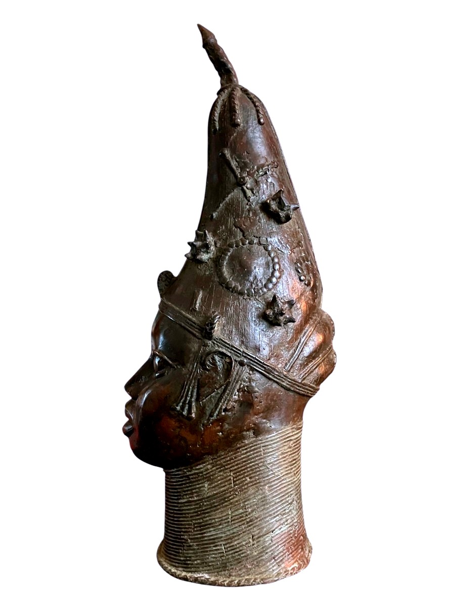 Tête Commémorative En Bronze Royaume Du Bénin Culture Edo Nigeria Fin Du XIXe Siècle-photo-4
