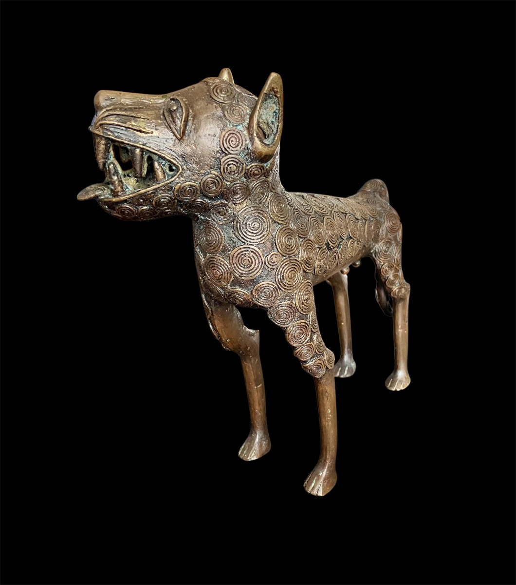 Bronze Female Leopard Edo Culture Kingdom Of Benin Nigeria 20th Century-photo-2