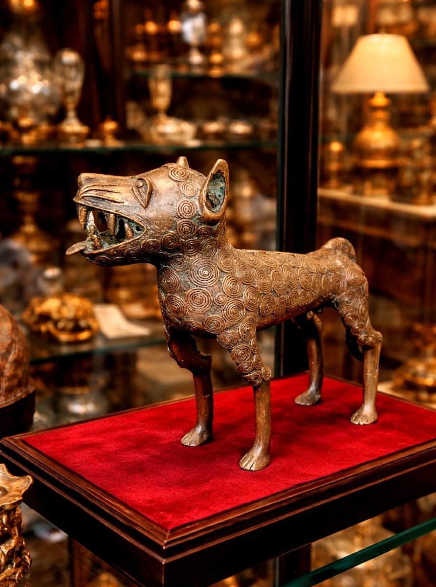 Bronze Female Leopard Edo Culture Kingdom Of Benin Nigeria 20th Century