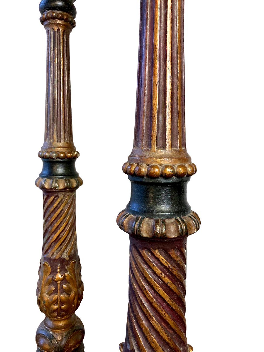 Paire De Grands Pique-Cierges Louis XVI Du XVIIIe Siècle-photo-3