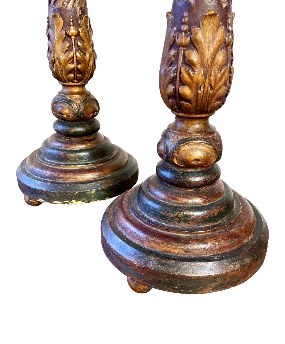 Paire De Grands Pique-Cierges Louis XVI Du XVIIIe Siècle-photo-1