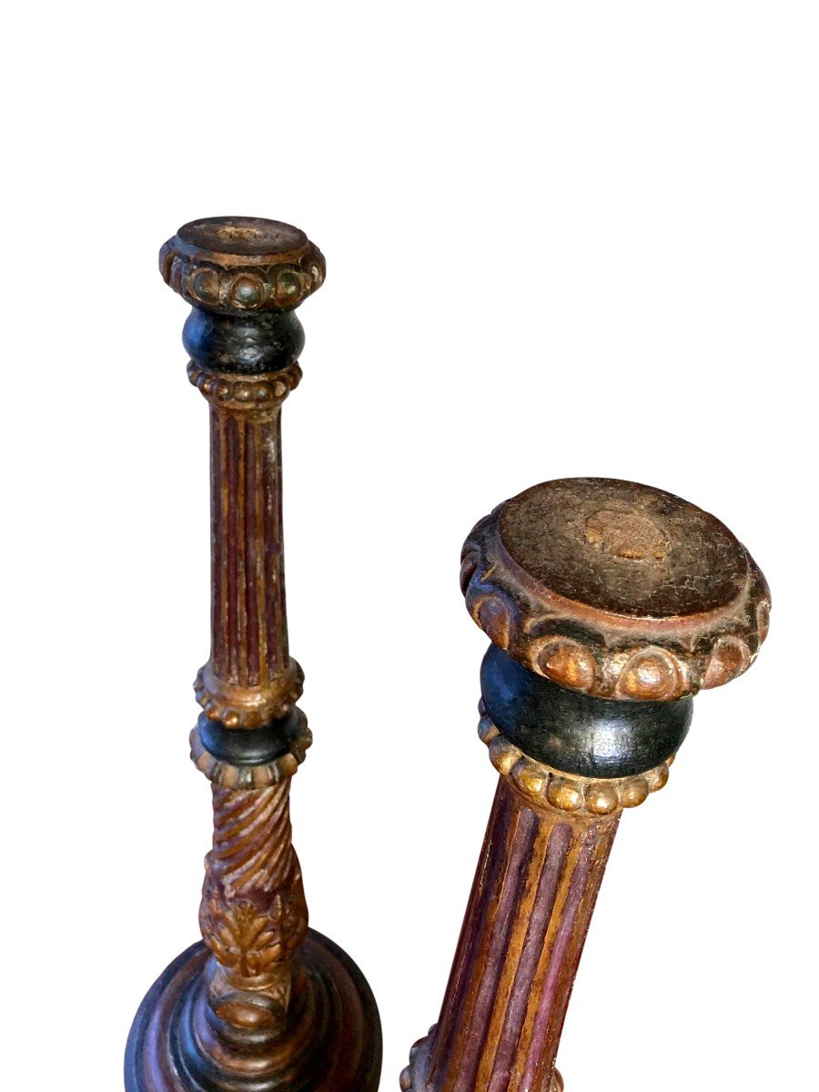 Pair Louis XVI Of Larg 18th Century Candle Holders-photo-2