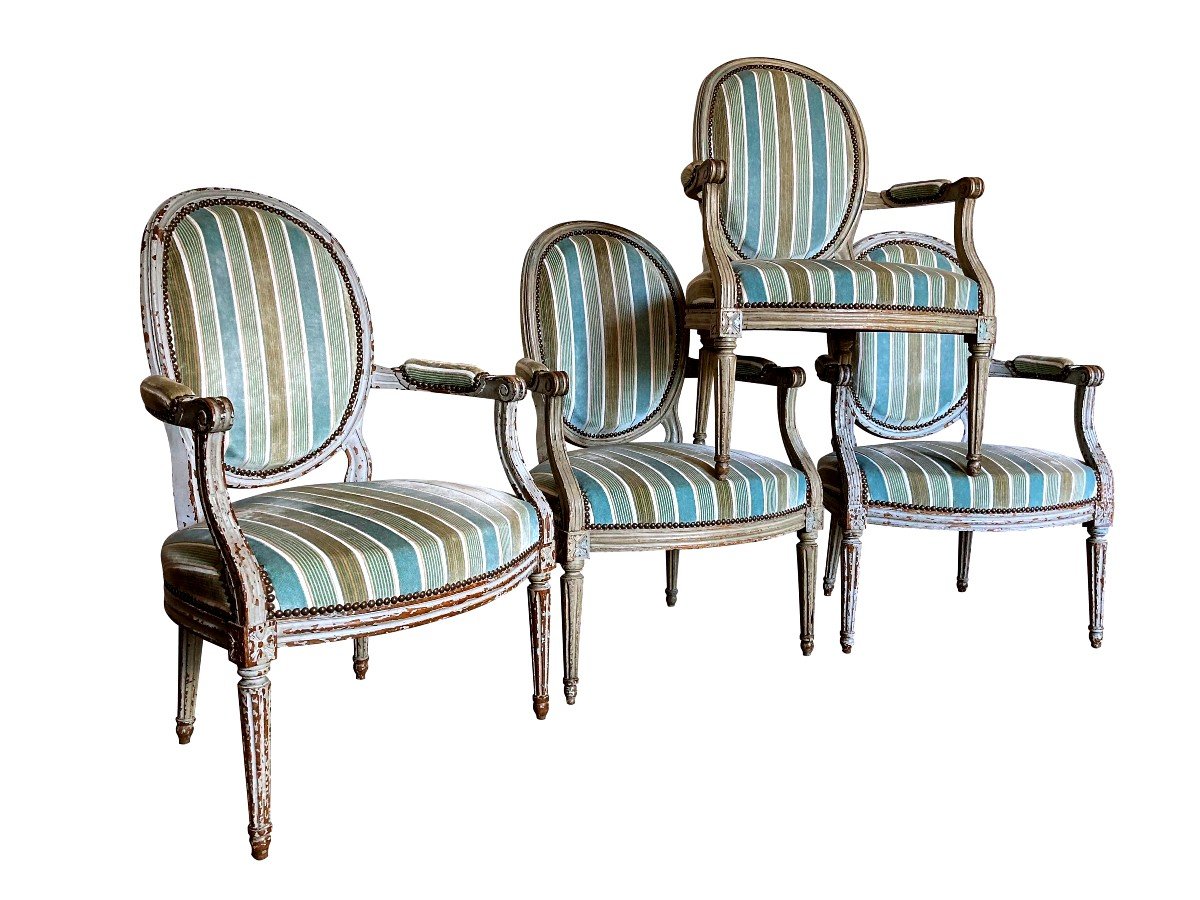Group Of Louis XVI Armchairs From The 18th Century