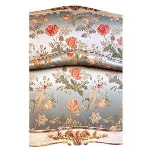 Lit Double Louis XV En Soie Du XIXe Siècle