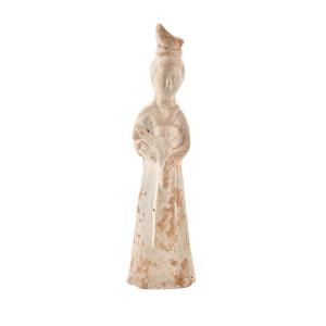 Statuette funéraire chinoise Tang – Mingqi dame de cour en argile, dynastie Tang (618–907)