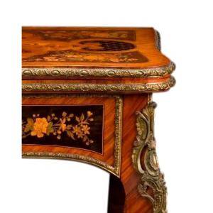 Table en console en marqueterie de bois de rose du XIXe siècle