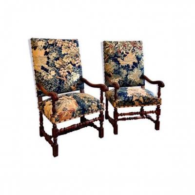 Paire De Fauteuils Du XVIIIe Siècle Tapisserie d'Aubusson