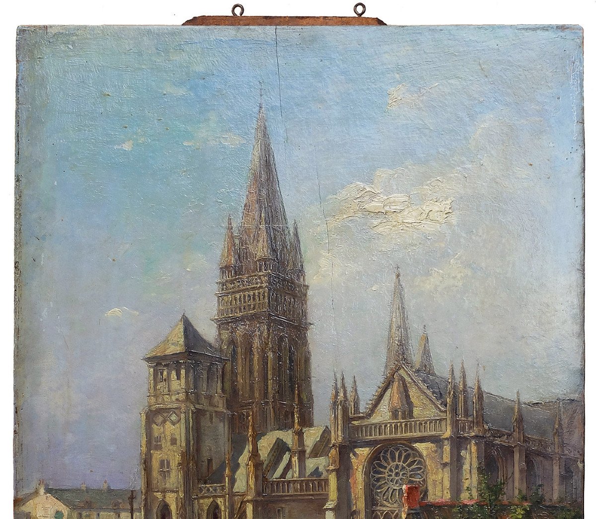 Gustave Fraipont Original Painting Signed C1902 Market Basilica Of Our Lady Of Folgoët Finistère-photo-2