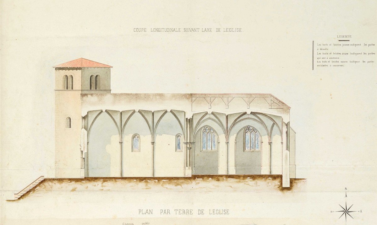Léo Barge, Projet pour l’agrandissement et la restauration de l’église de Diémoz, 1854, Isère.-photo-2