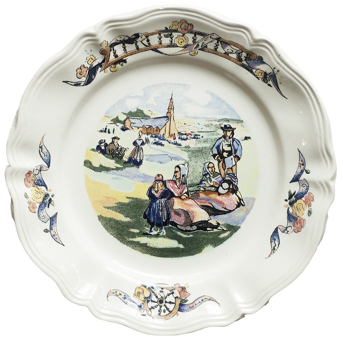 Louis Garin, Set Of 18 Dessert Plates, Celtic Collection, Sarreguemines-digoin-vitry Earthenware Factory-photo-4