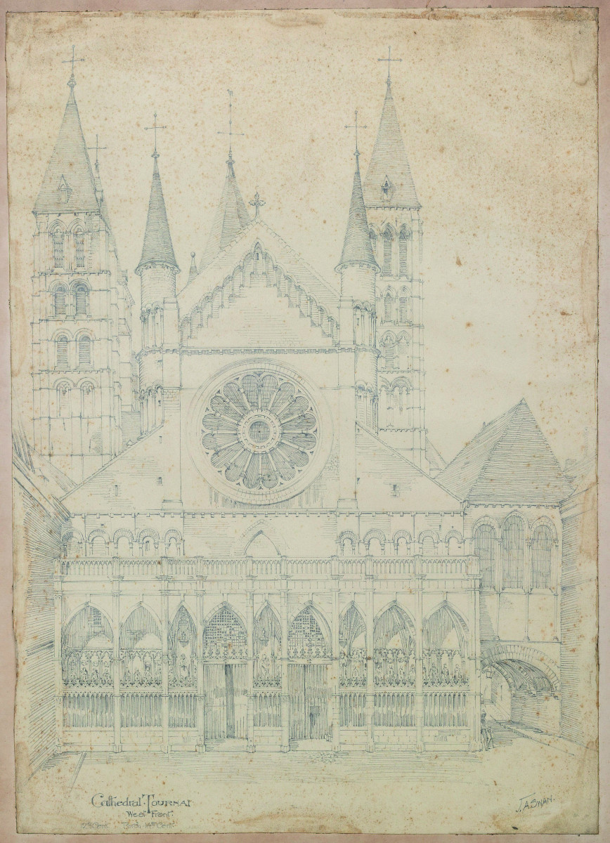 James Swan (1864-1940). Notre-dame Cathedral Of Tournai. Two Drawings. (1900). 