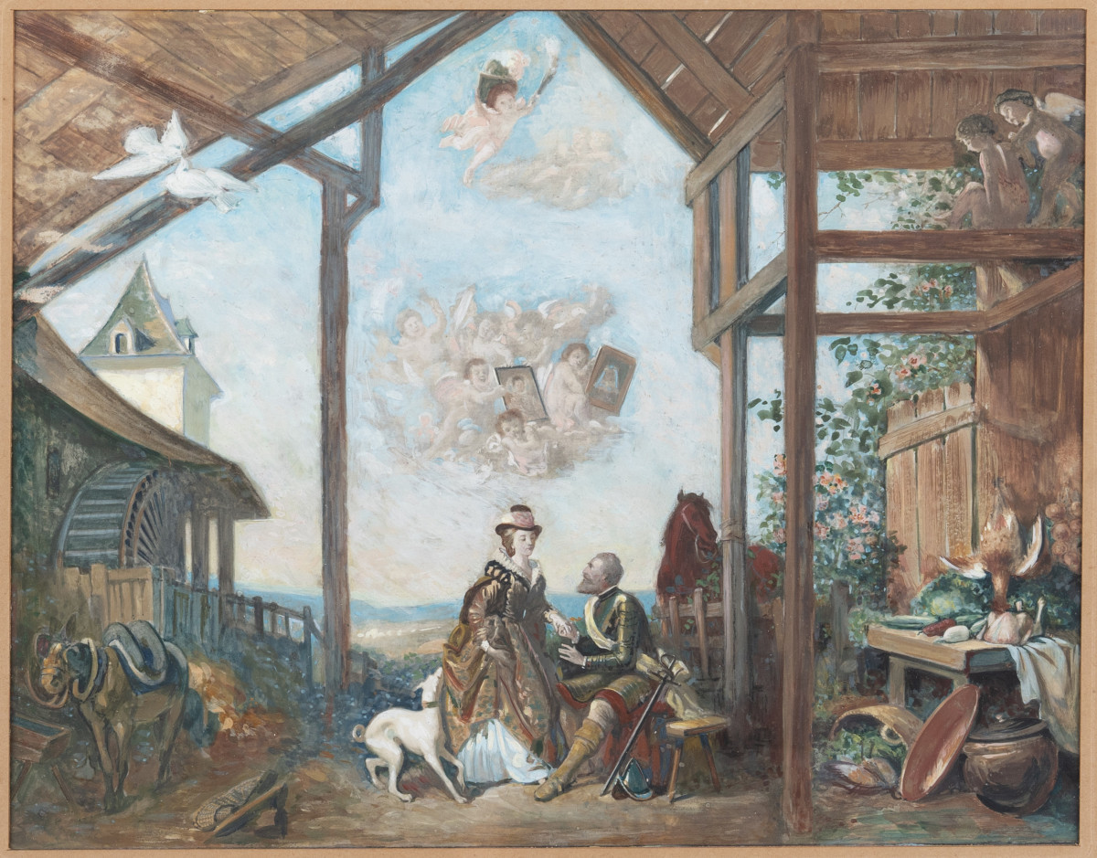 La Belle Gabrielle Restaurant In Suresnes. Henry IV Seduces Gabrielle d'Estrées. 